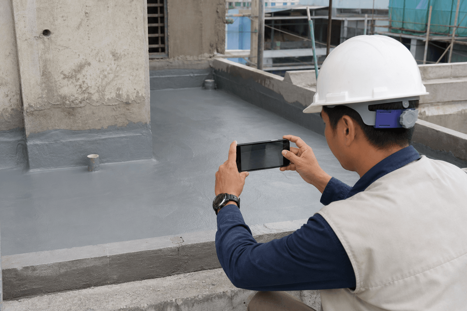 Giám sát ghi nhận công tác chống thấm tại công trường